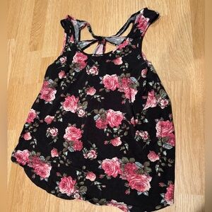 Black Floral Y2K Tank Top Soft Vintage Feel